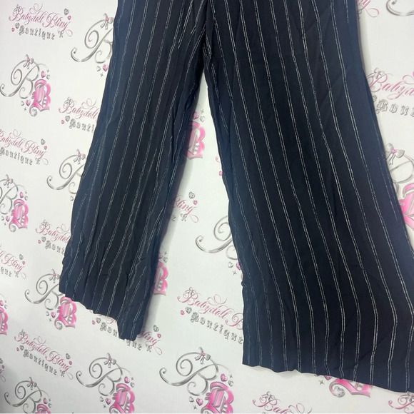 Wilfred pants capris linen wide leg light weight pin striped with bow tie up - Picture 2 of 8